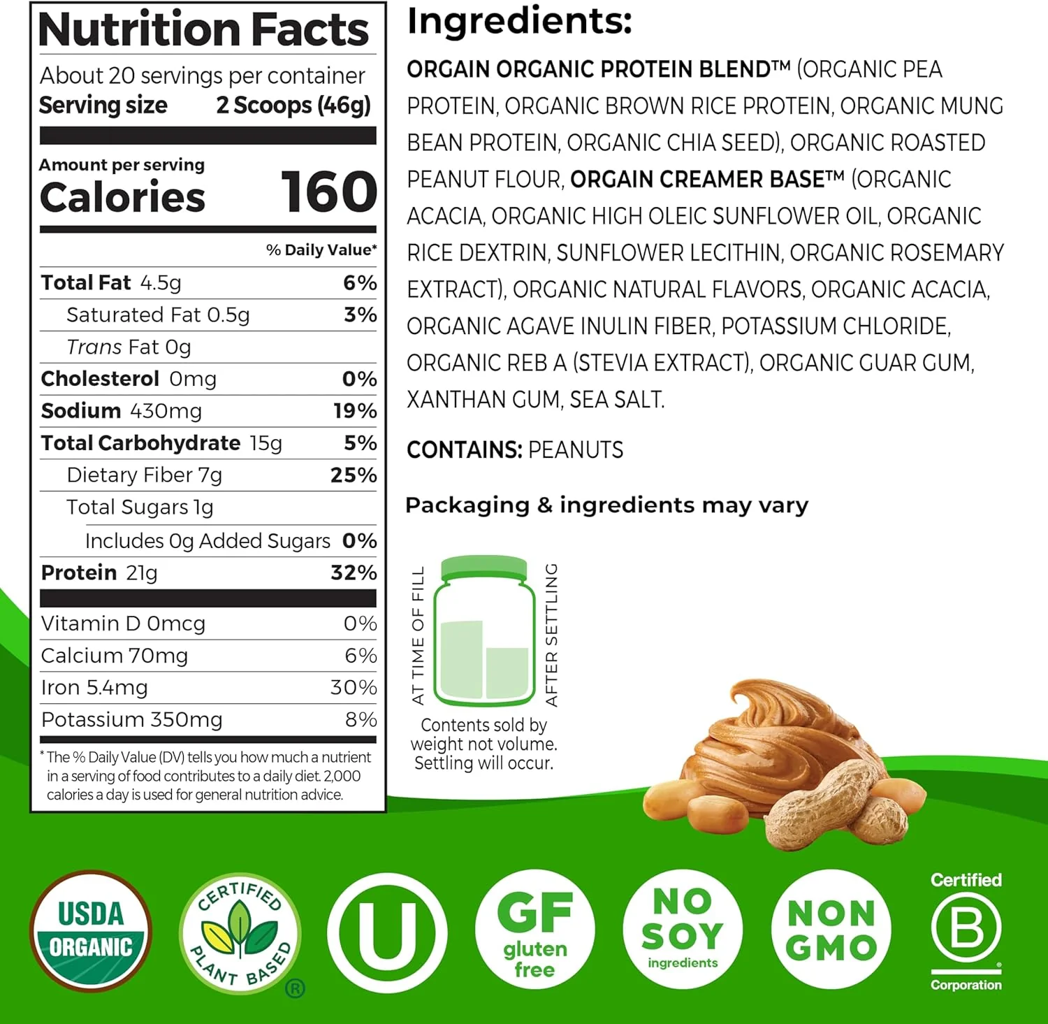 Organic Vegan Protein Powder - Peanut Butter - Image 4