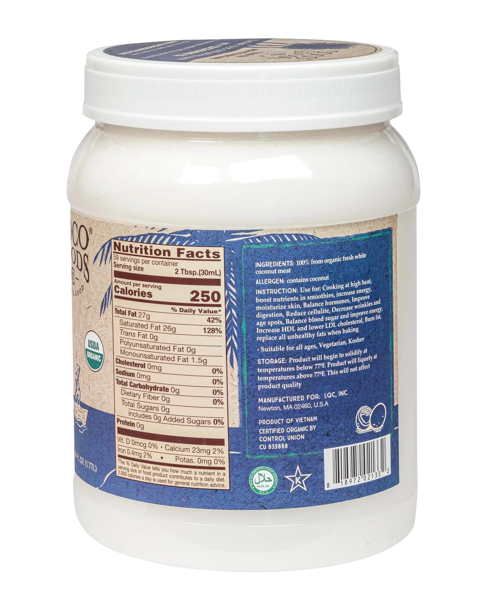 Organic Virgin Coconut Oil - 60 oz Cold Pressed - Image 4