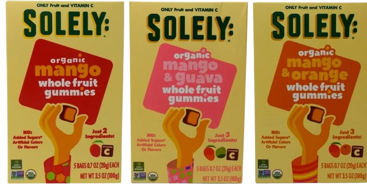 Organic Whole Fruit Gummies Snacks 3 Flavor Sampler - Mango, Mango & Guava, Mango & Orange