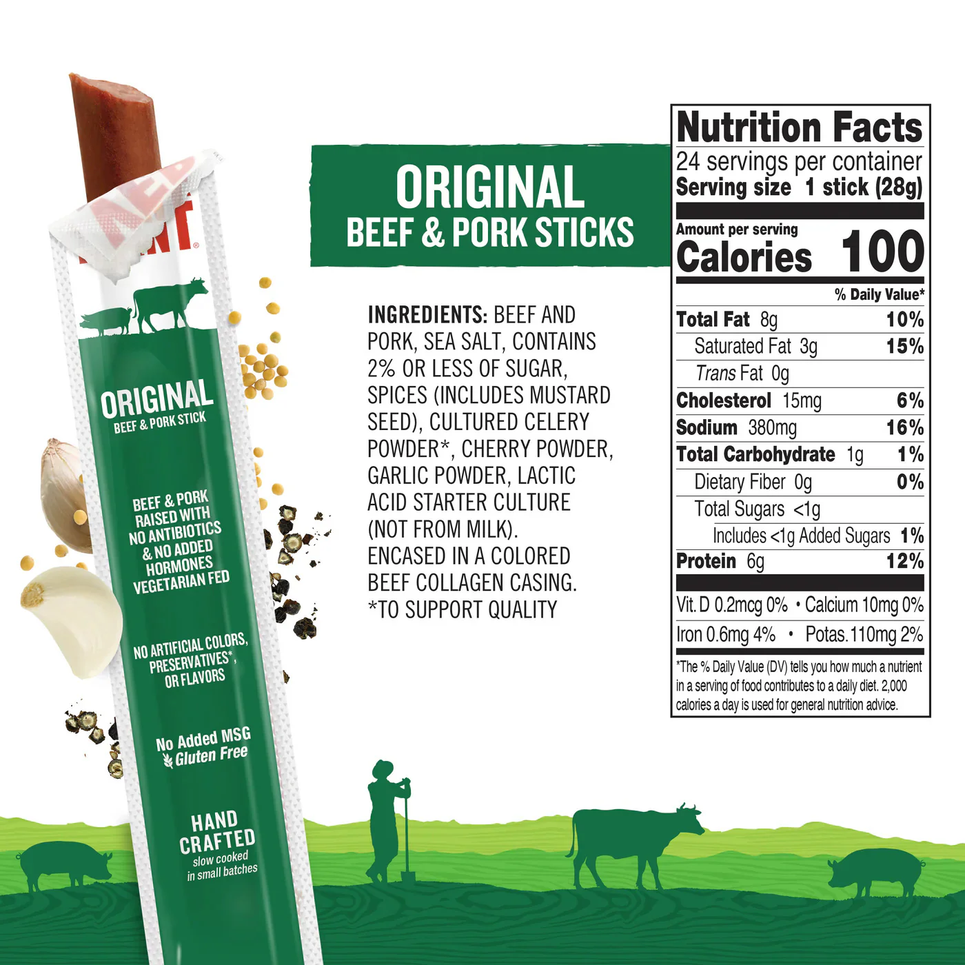 Original Smoke and Cure Beef & Pork Sticks (24 CT) - Image 3
