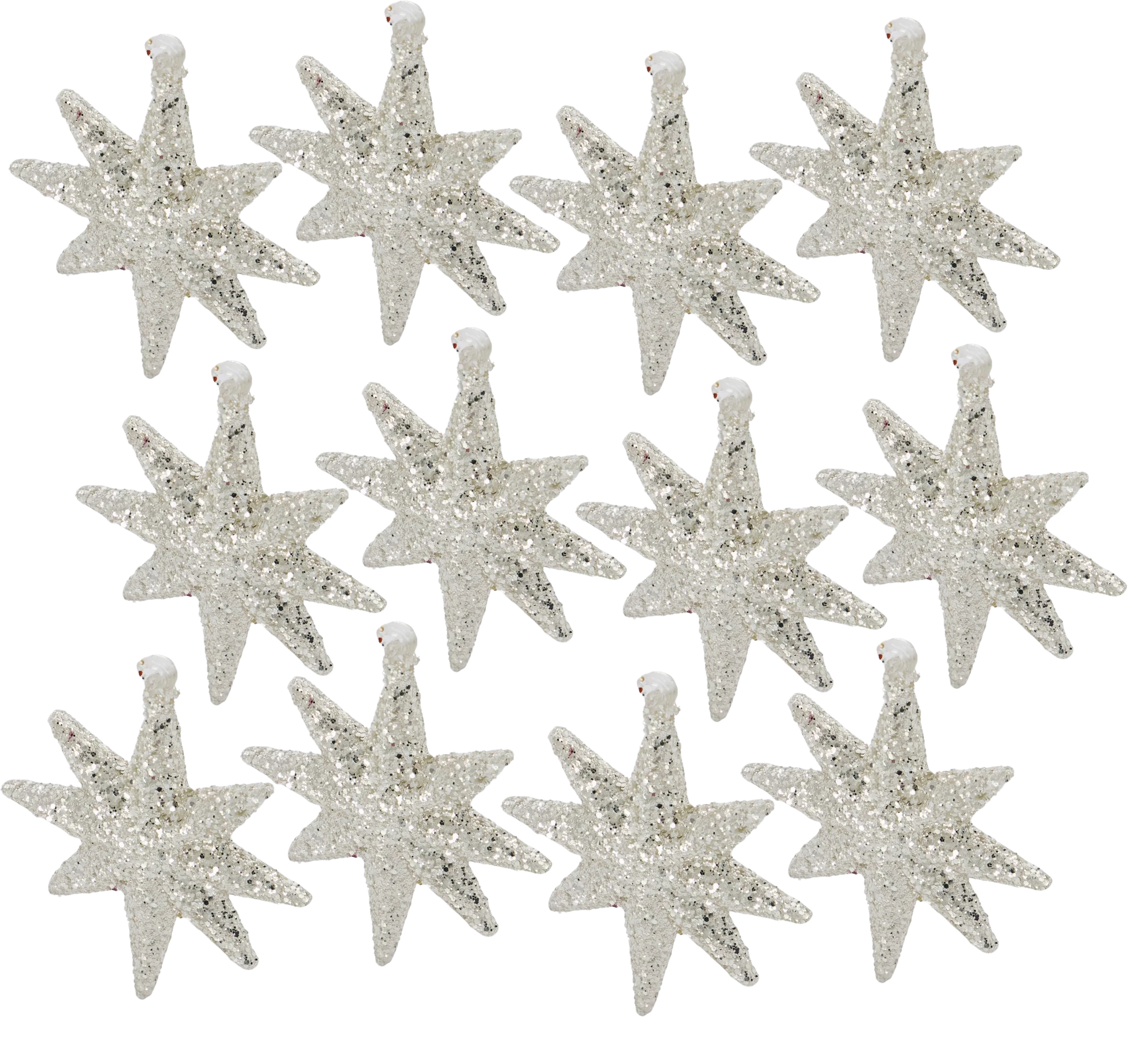 Ornament Chunky Silver with Glitter (12 Pack)