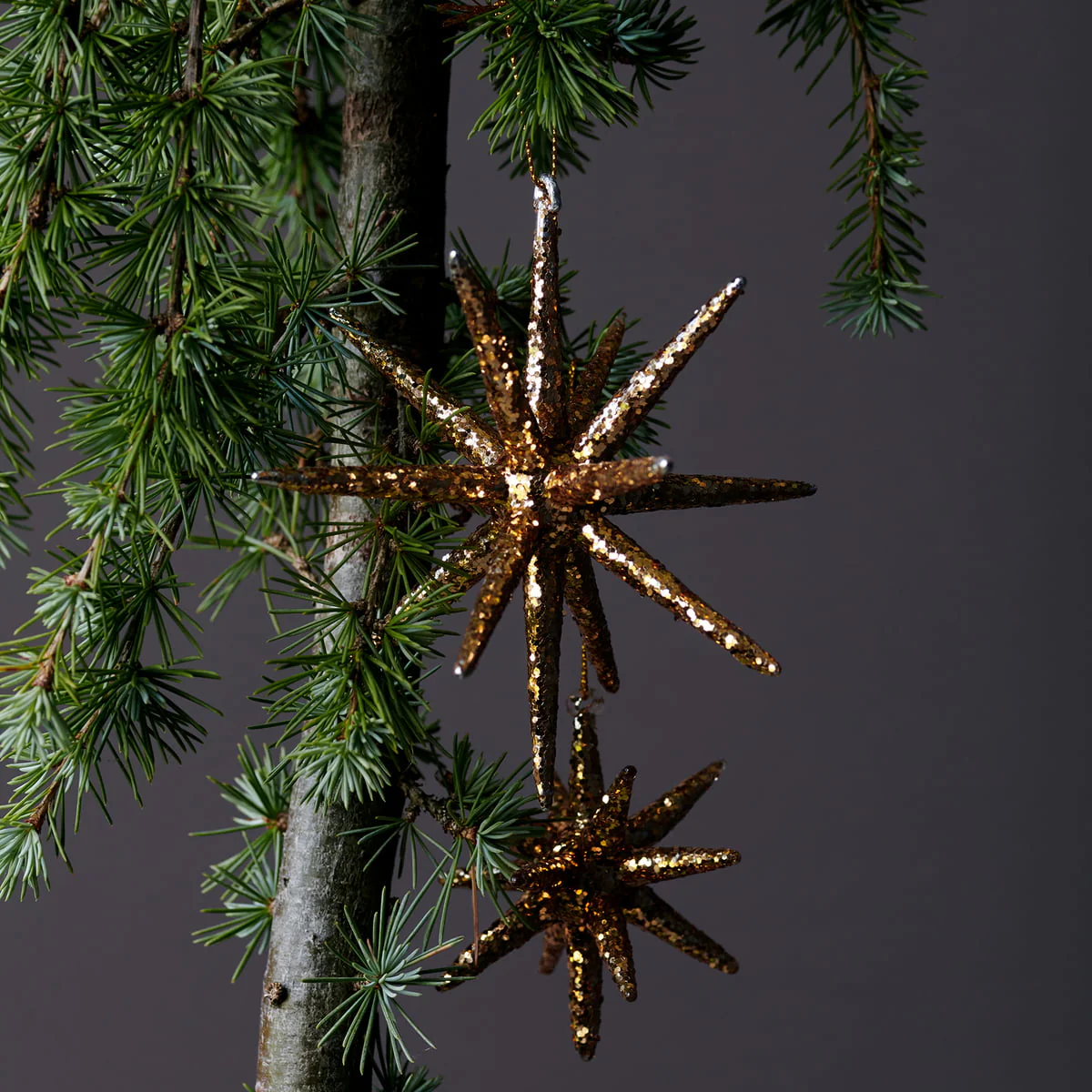 Ornament Spike Brown with Glitter (6 Pack) - Image 4