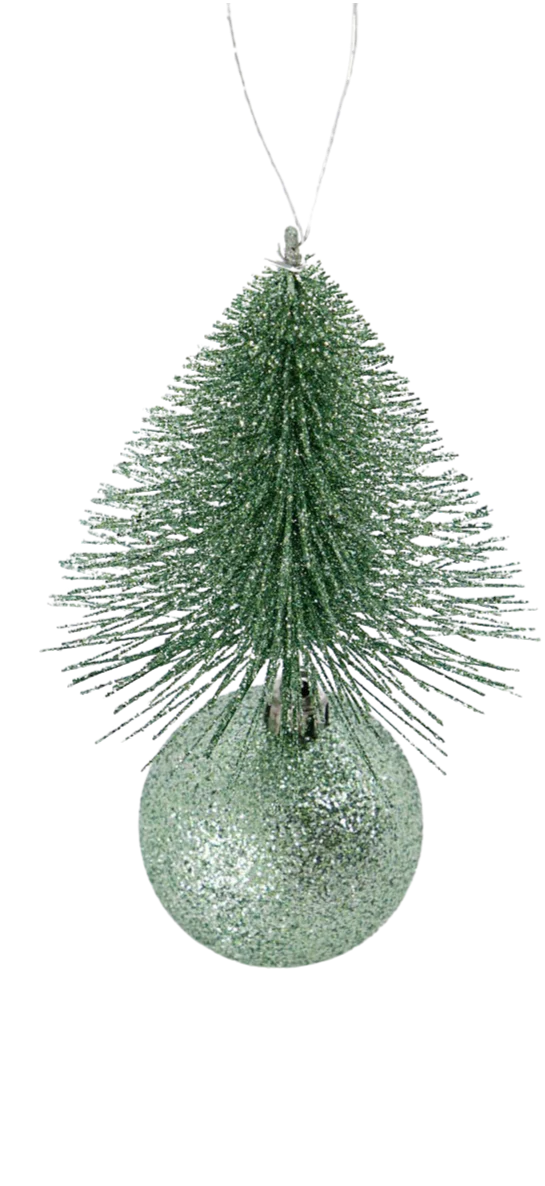 Ornament Tree Frost & Bell - Dusty Green (Small) (12 Pack) - Image 3