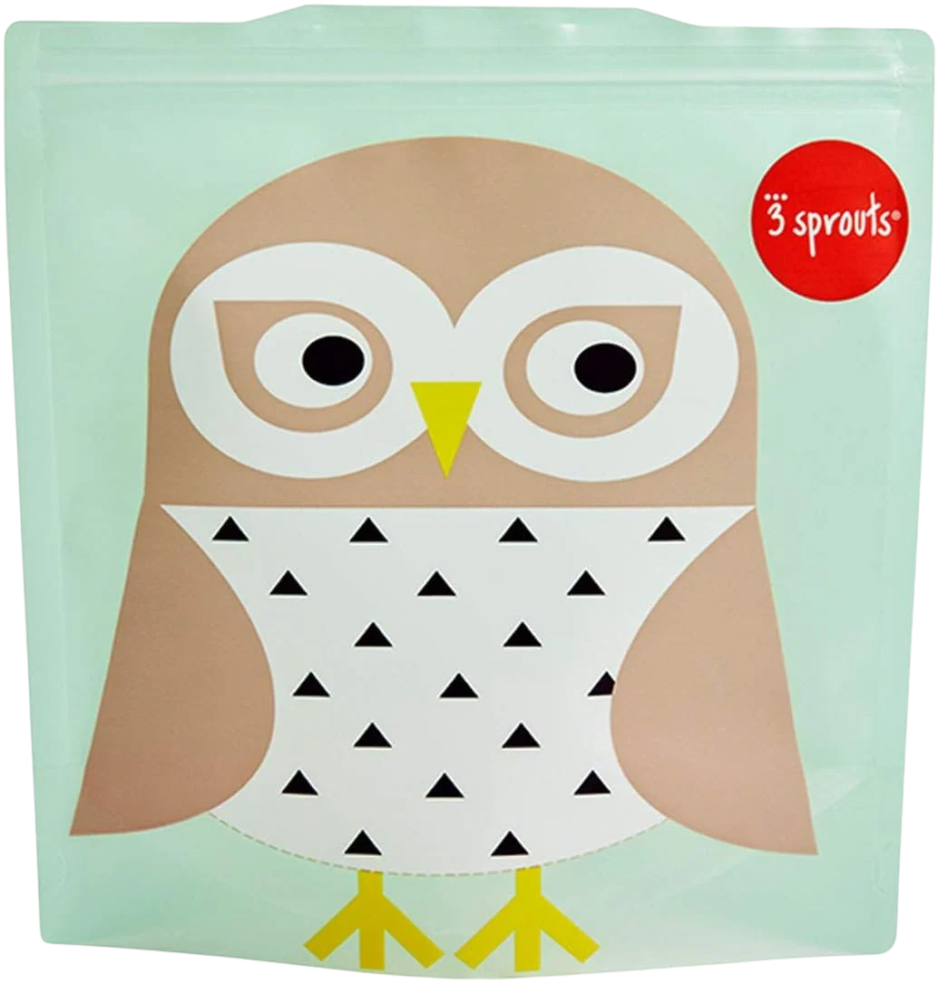Owl Reusable Sandwich Bag - Mint (Set of 2) - Image 2