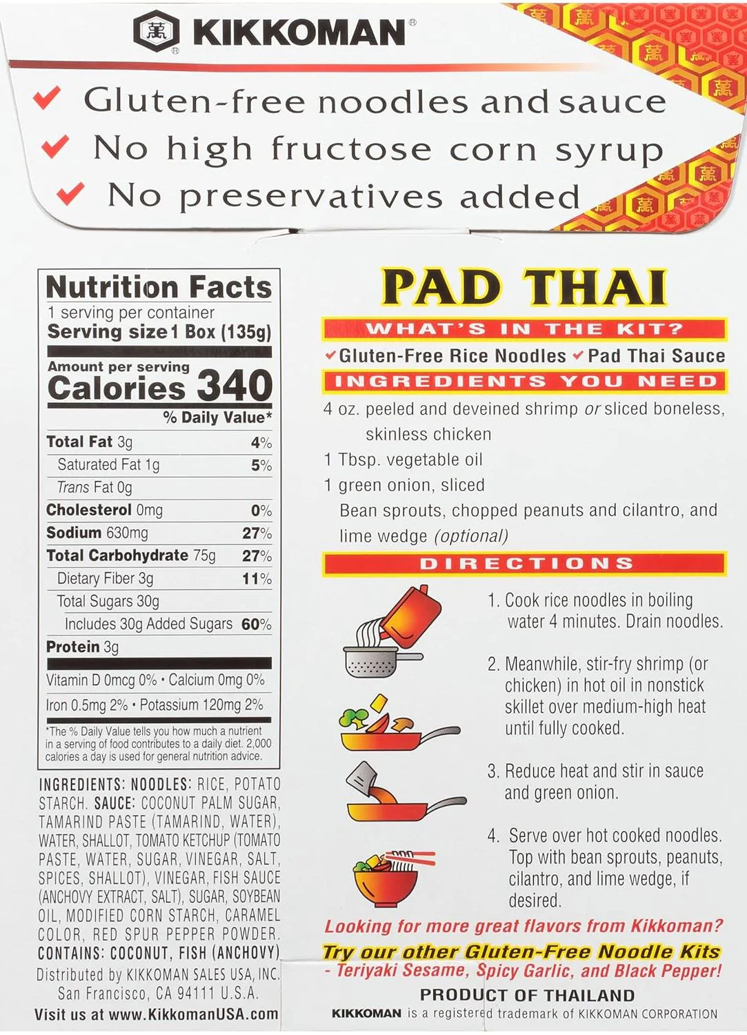 Pad Thai Noodle Kit With Sauce Family Size (6 Pack) - Image 3