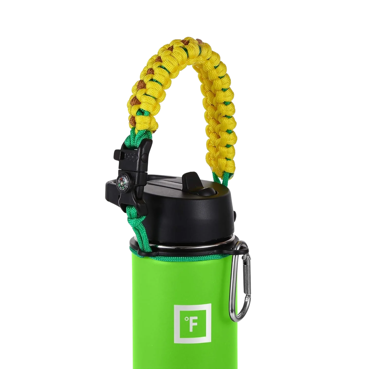 Paracord Handle for Wide Mouth Water Bottles - Sunflower