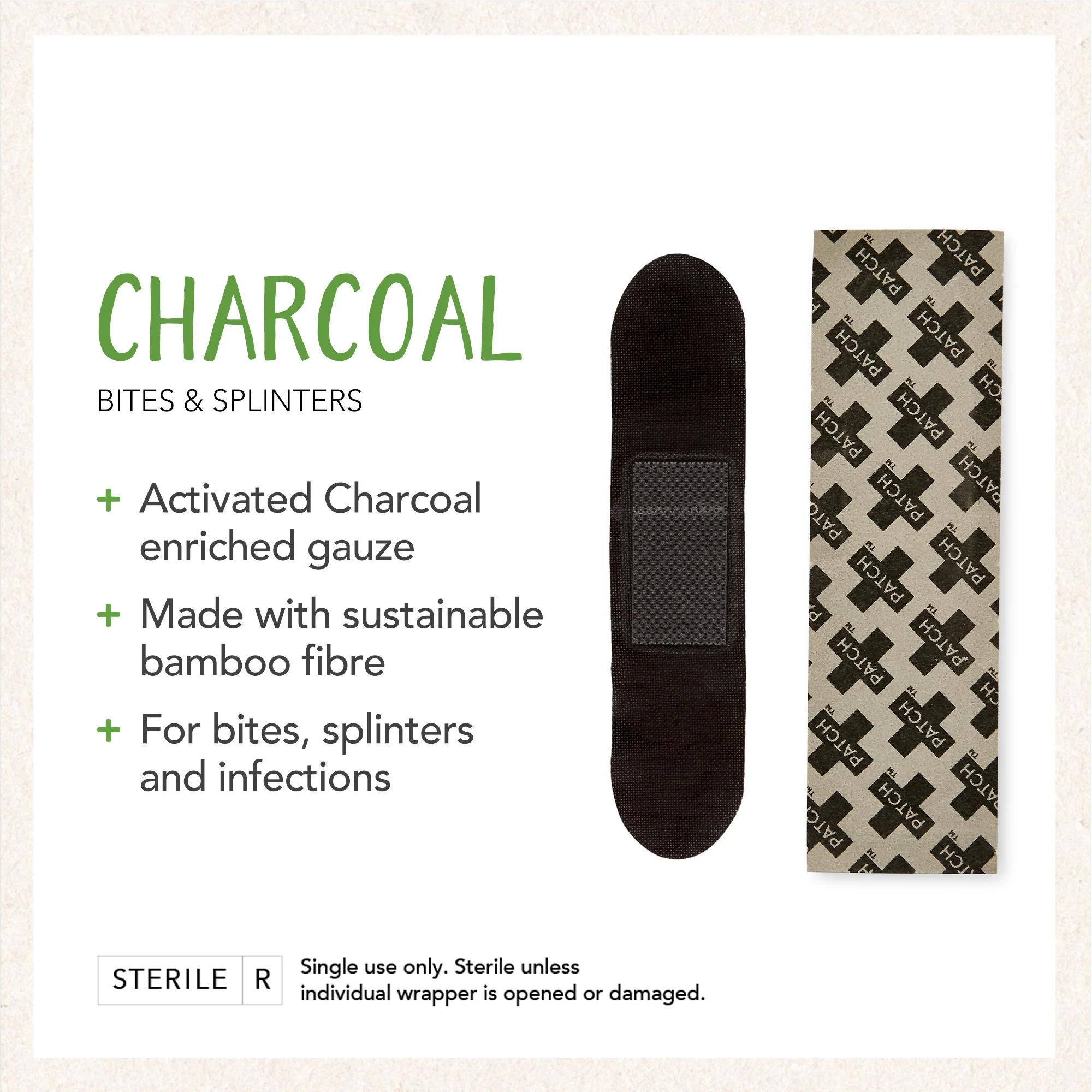 Natural Activated Charcoal Bamboo Strip Bandages 25 PC - Image 2