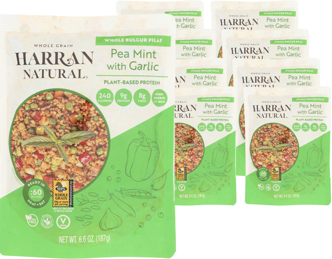 Pea Mint with Garlic Bulgur Wheat Pilaf (8 Pack)