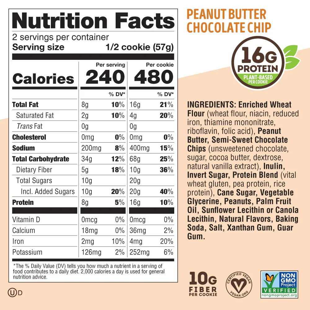 Peanut Butter Chocolate Chip Complete Vegan Cookies (4CT) - Image 2