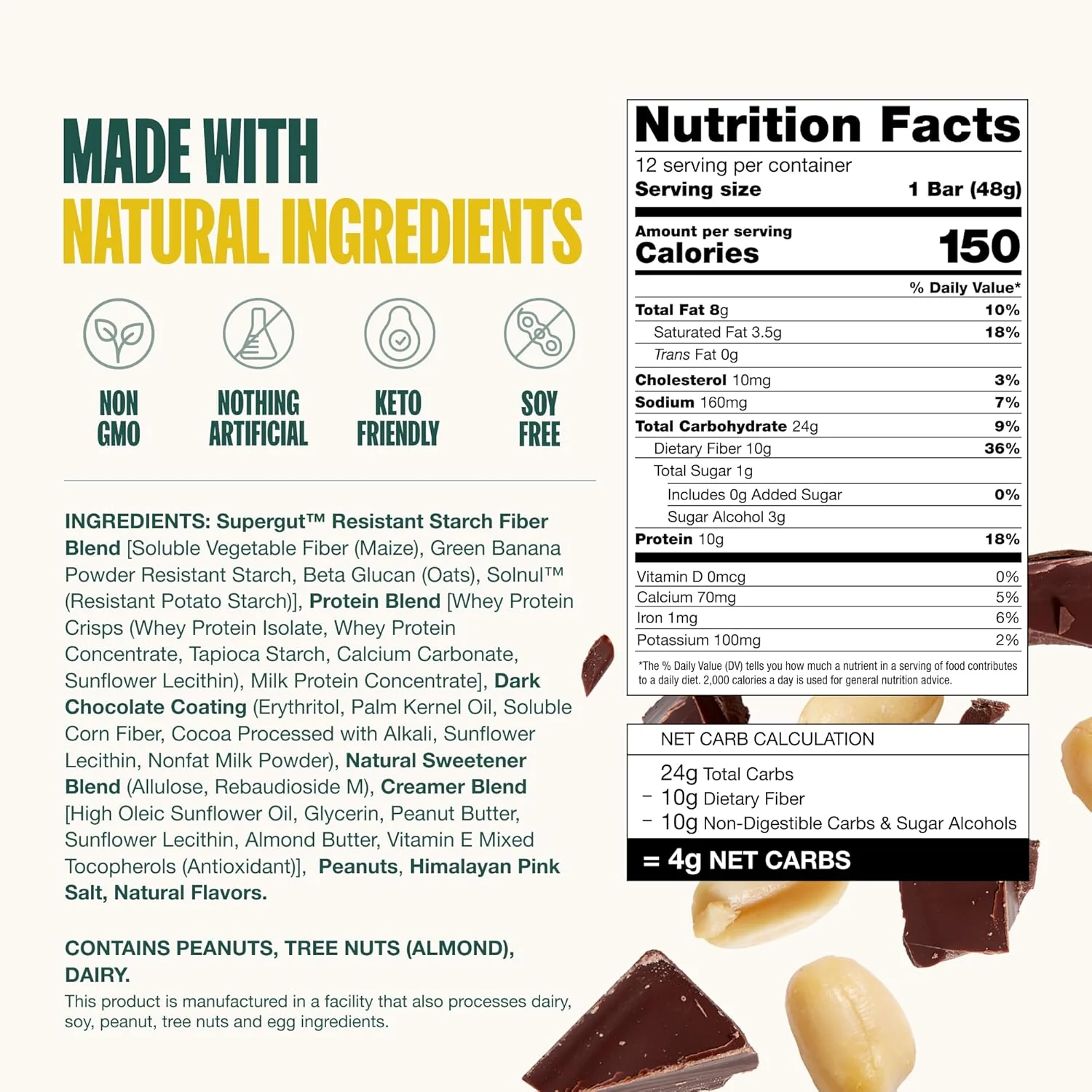 Peanut Butter Chocolate Prebiotic Bar (12 CT) - Image 4