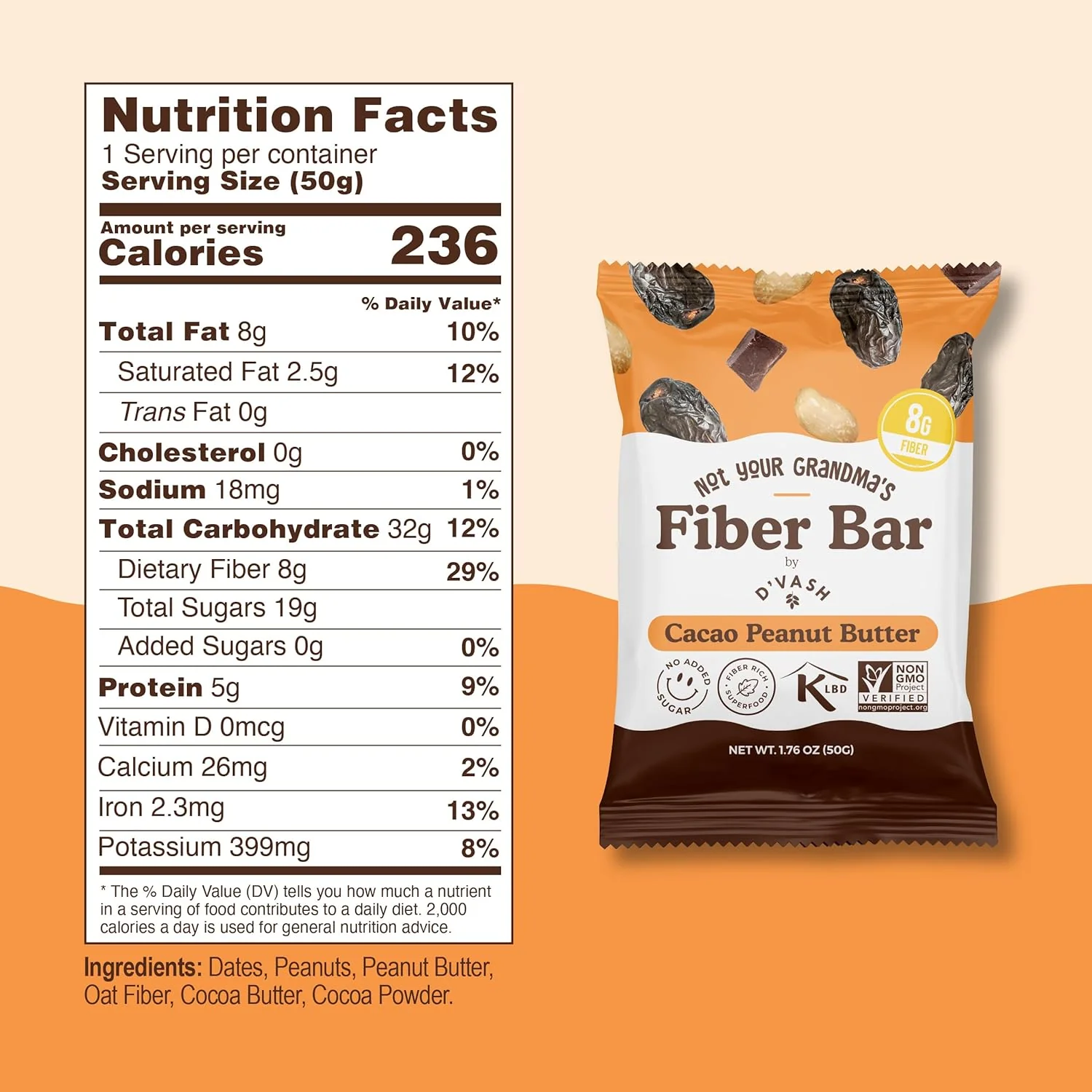 Peanut Butter Fiber bars (6 CT) - Image 3