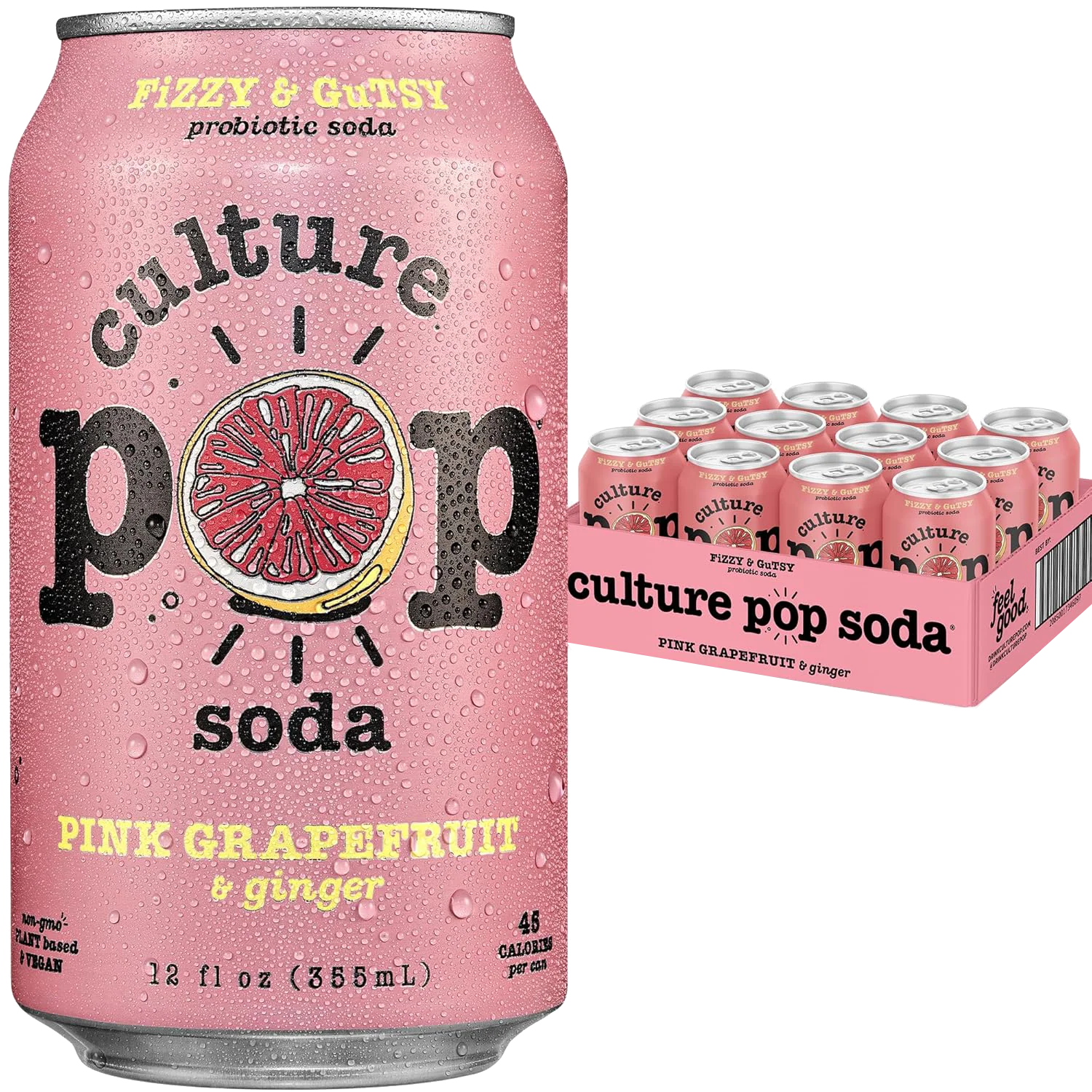 Pink Grapefruit & Ginger Probiotic Soda (12 Pack)
