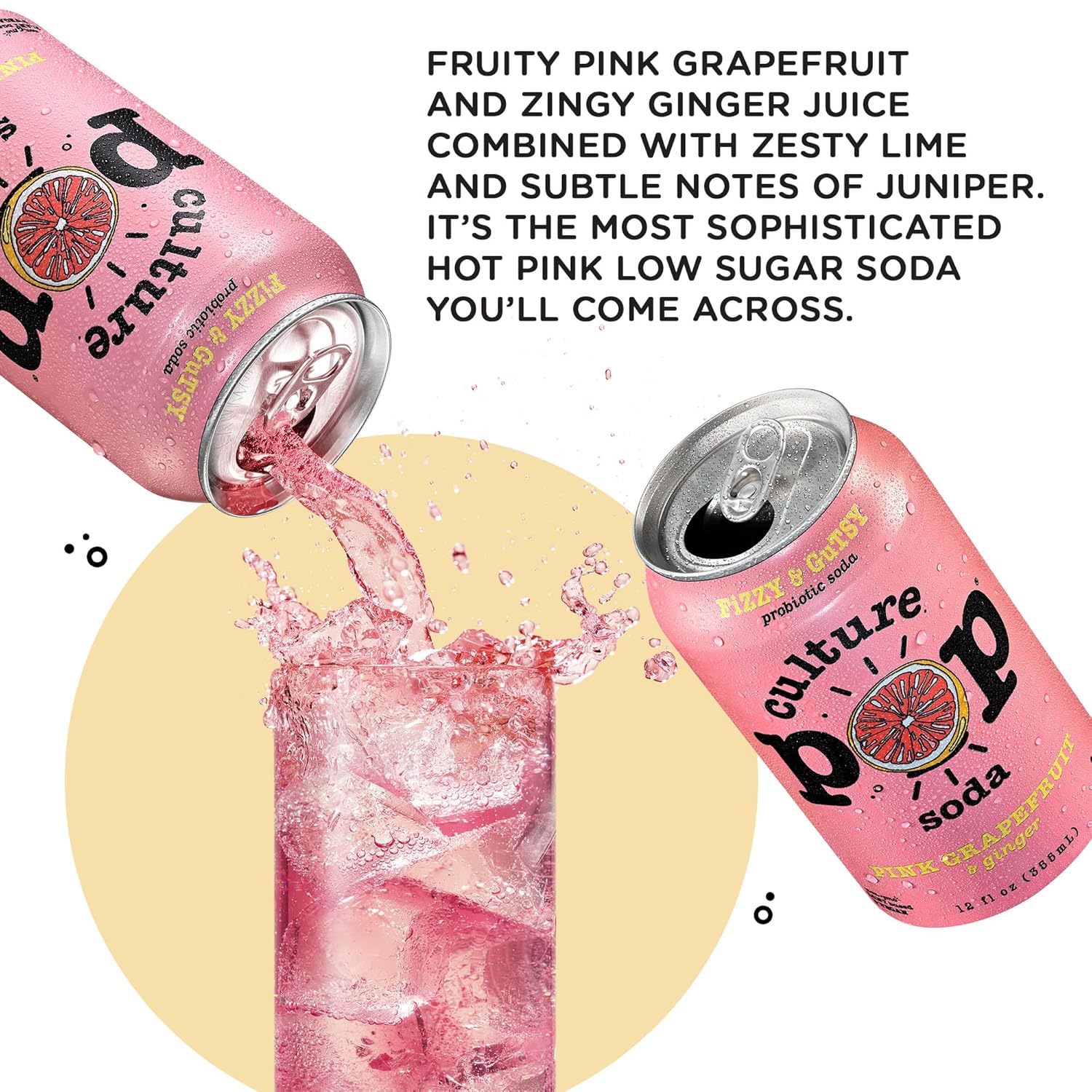 Pink Grapefruit & Ginger Probiotic Soda (12 Pack) - Image 4