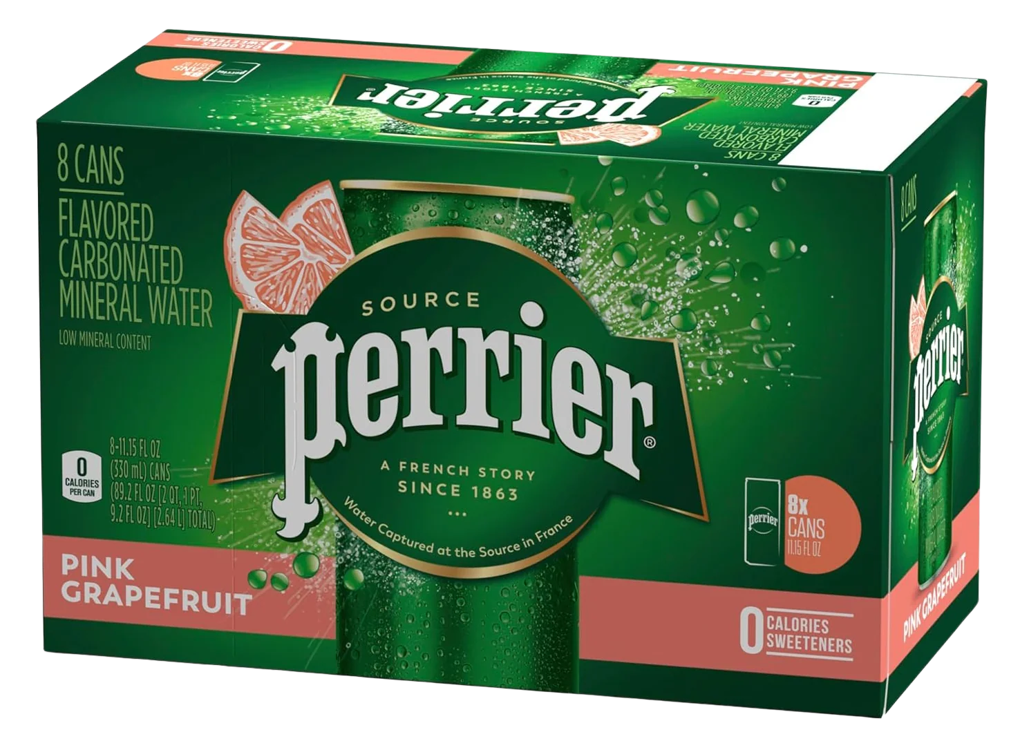 Pink Grapefruit Natural Sparkling Mineral Water (8 Pack)