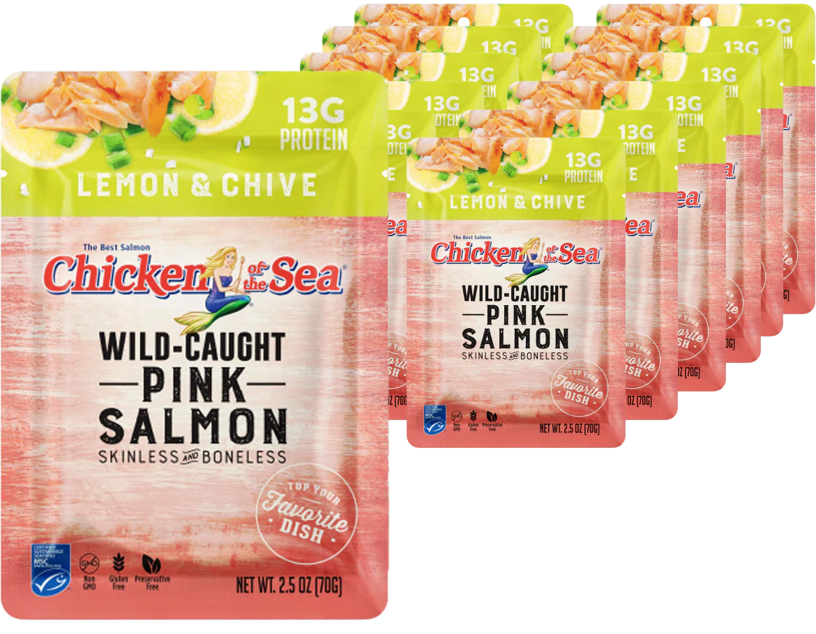 Pink Salmon Pouch Lemon & Chive (12 Pack)