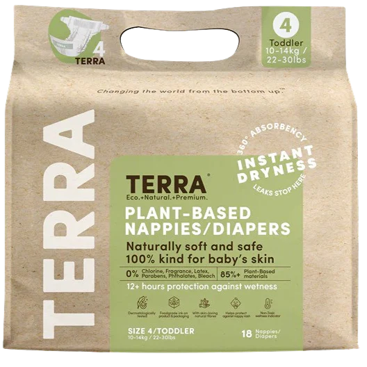 Plant Based Toddler Diaper Size 4, 18CT