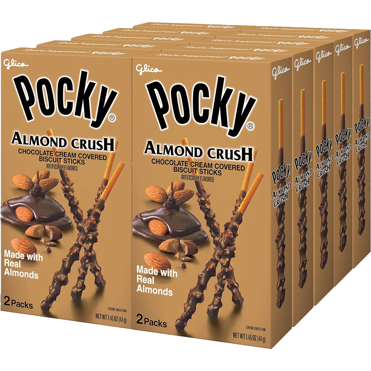 Pocky Almond Crush Chocolate Cream Covered Biscuit Sticks (10 CT)