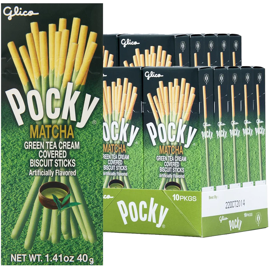 Pocky Matcha Green Tea Cream Covered Biscuit Sticks (20 CT)