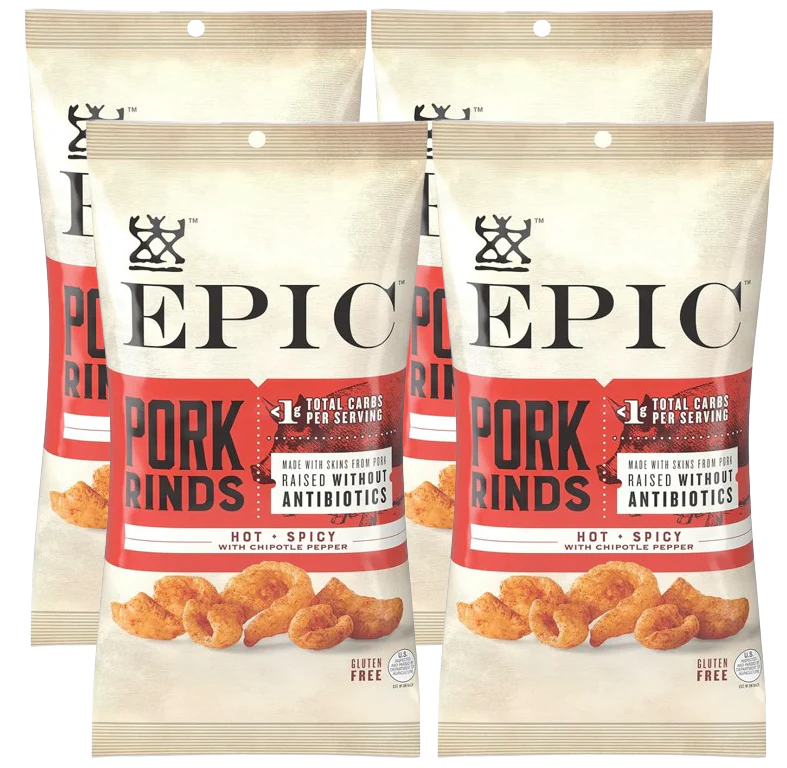 Pork Rinds - Hot + Spicy with Chipotle Pepper (4 Bags)