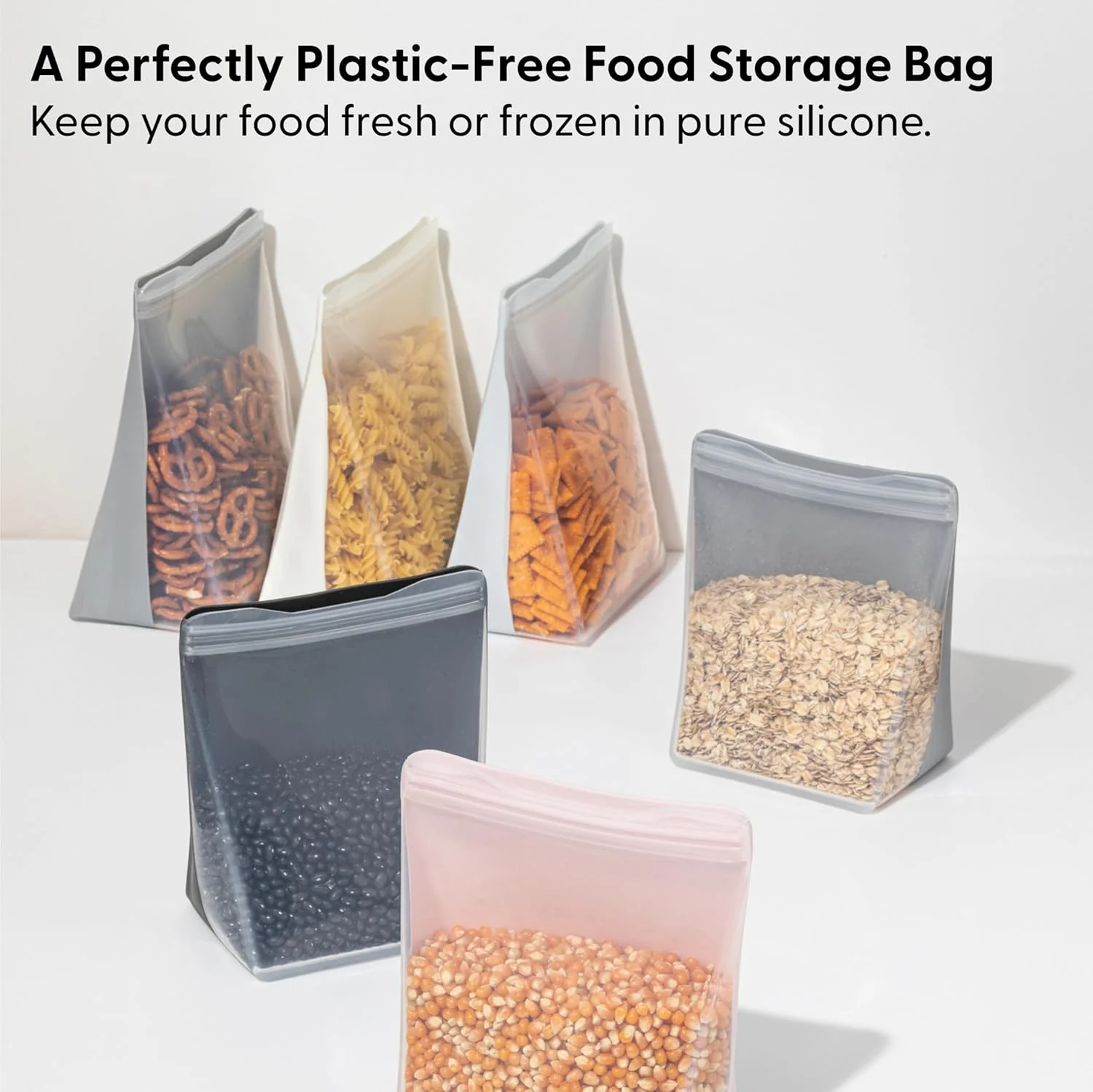36oz Reusable Silicone Stand Up Storage Bag - Slate - Image 2