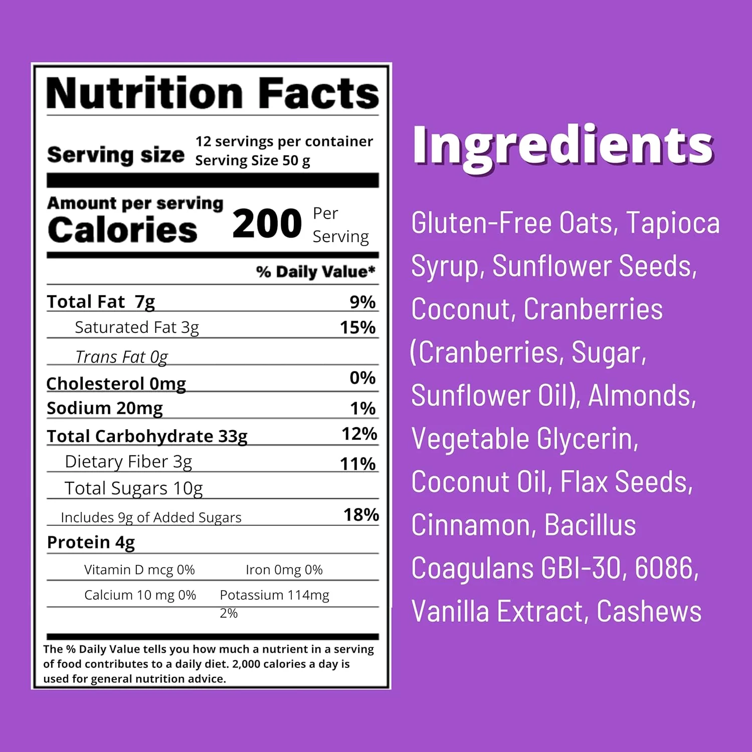 Probiotic Cranberry & Almond Bar (12 CT) - Image 4