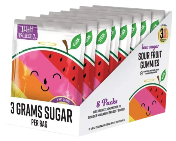 Sour Fruit Gummies Low Sugar (8 Pack Case)