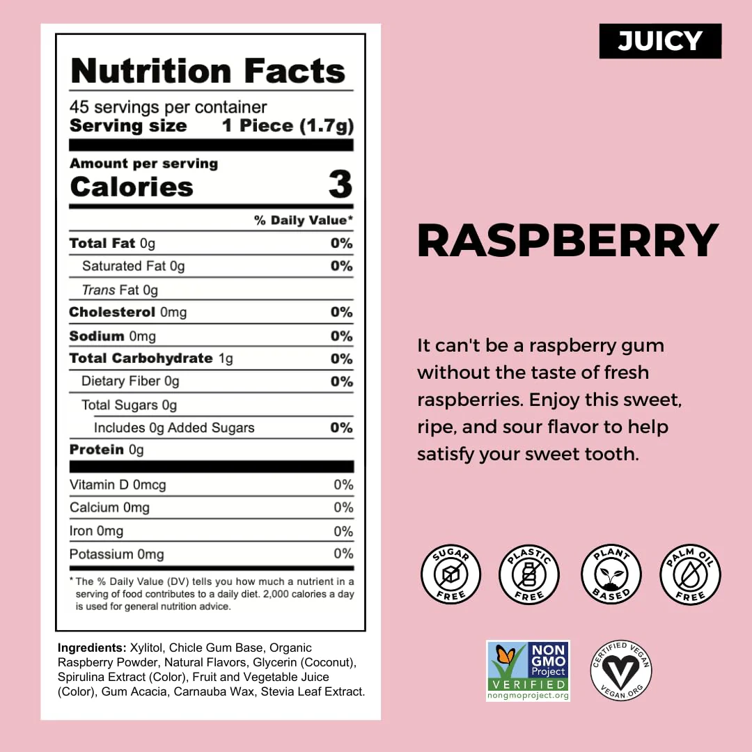 Raspberry Plant Based Gum (12 Pack) - Image 6