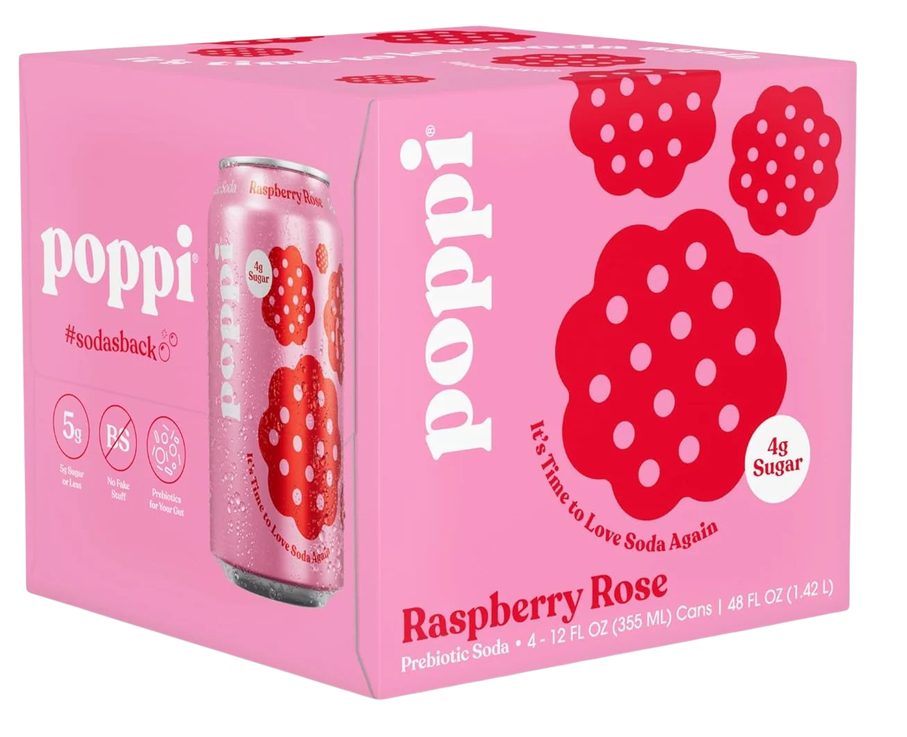 Raspberry Rose Prebiotic Soda (4 Pack)