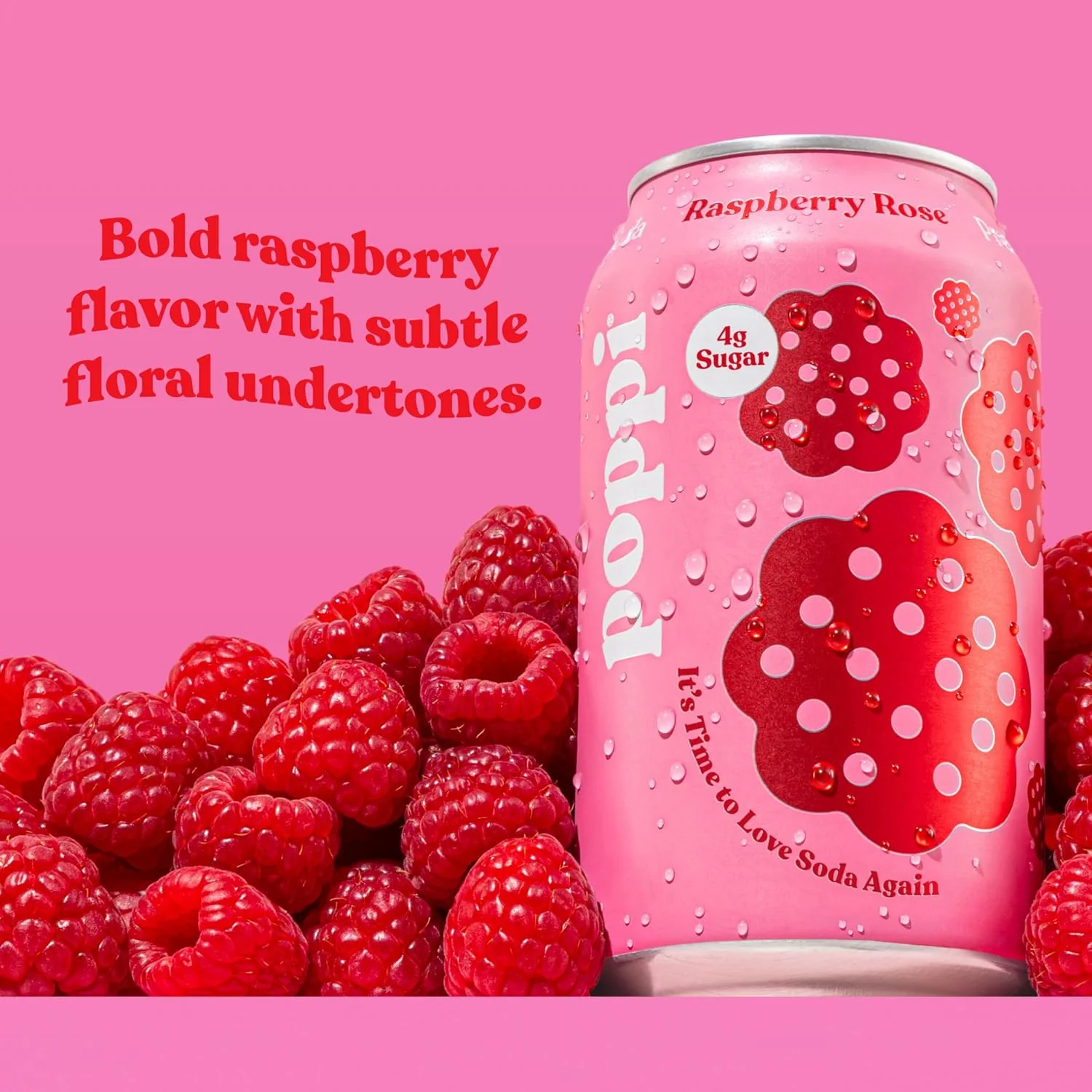 Raspberry Rose Prebiotic Soda (4 Pack) - Image 2