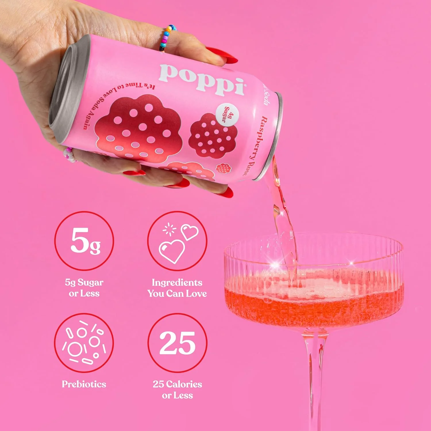 Raspberry Rose Prebiotic Soda (4 Pack) - Image 3