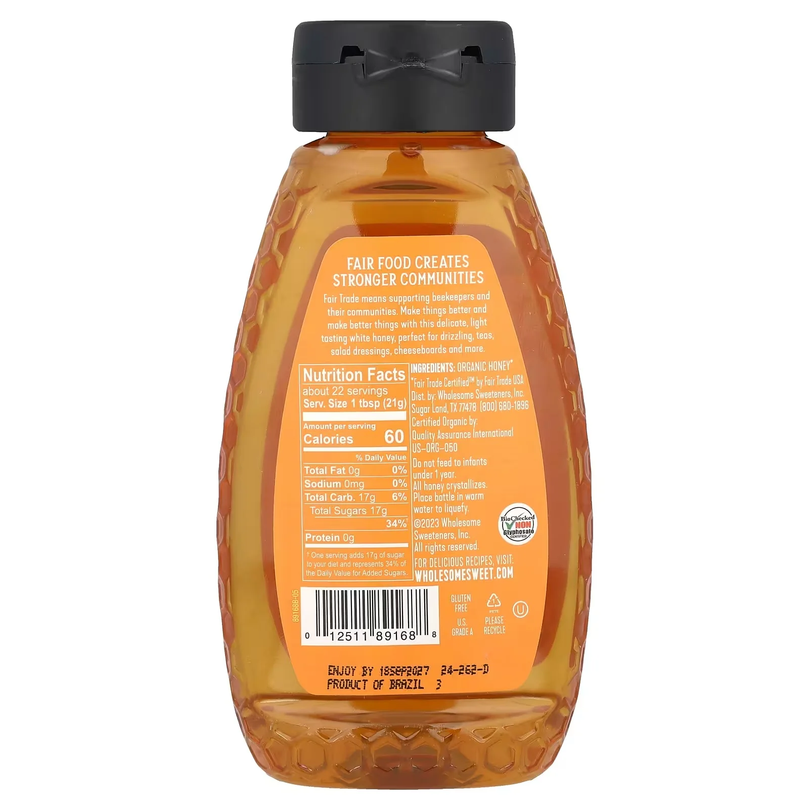 Raw Organic White Honey Fair Trade Certified Squeeze - Image 2