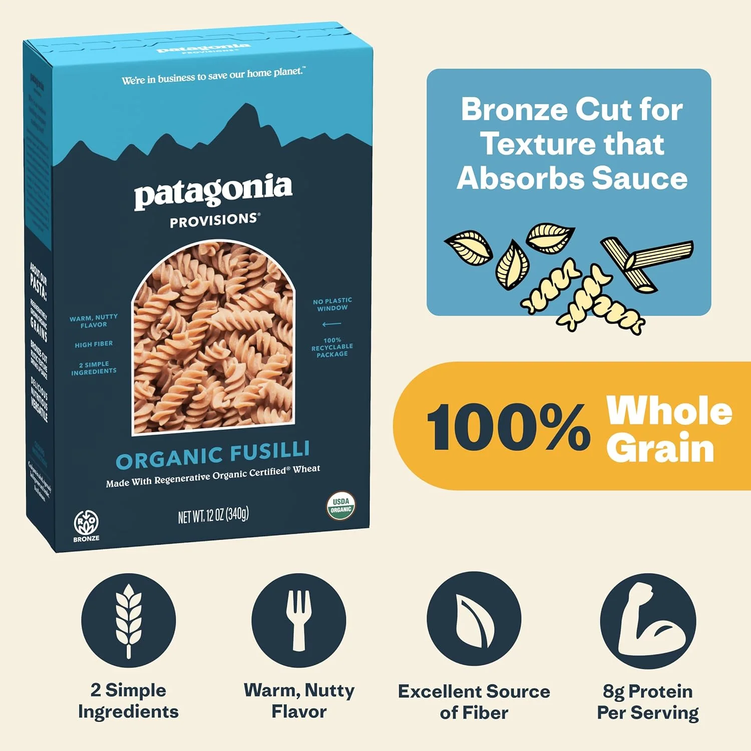 Regenerative Organic Certified Fusilli Pasta - Image 3