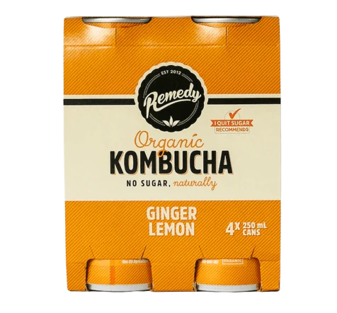 Organic Ginger Lemon Kombucha (4 Pack)