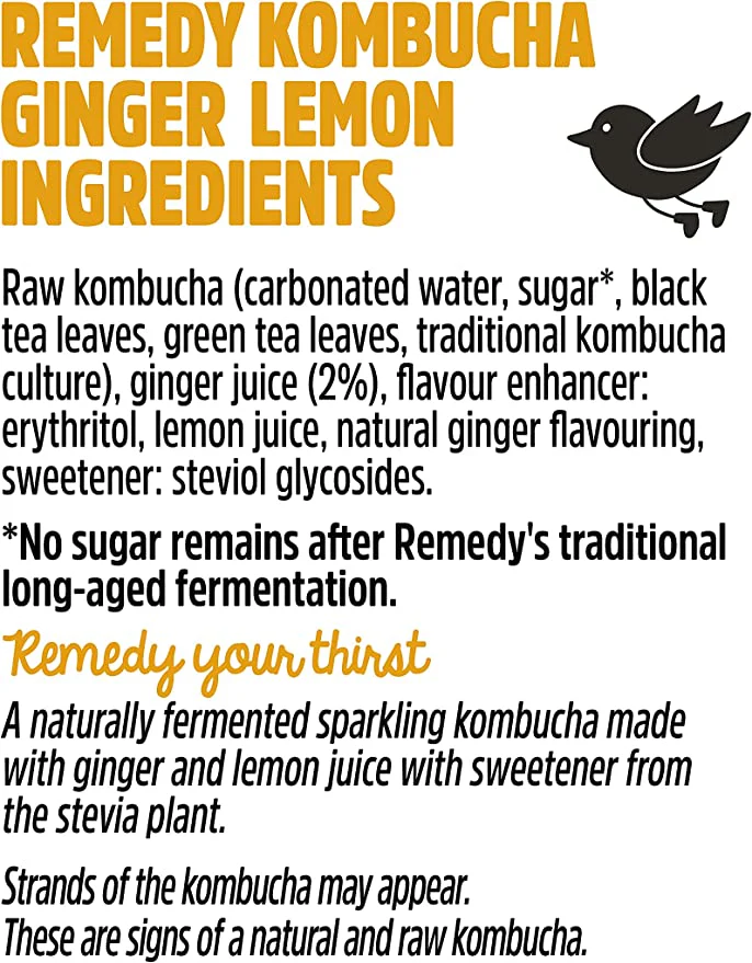 Organic Ginger Lemon Kombucha (4 Pack) - Image 2