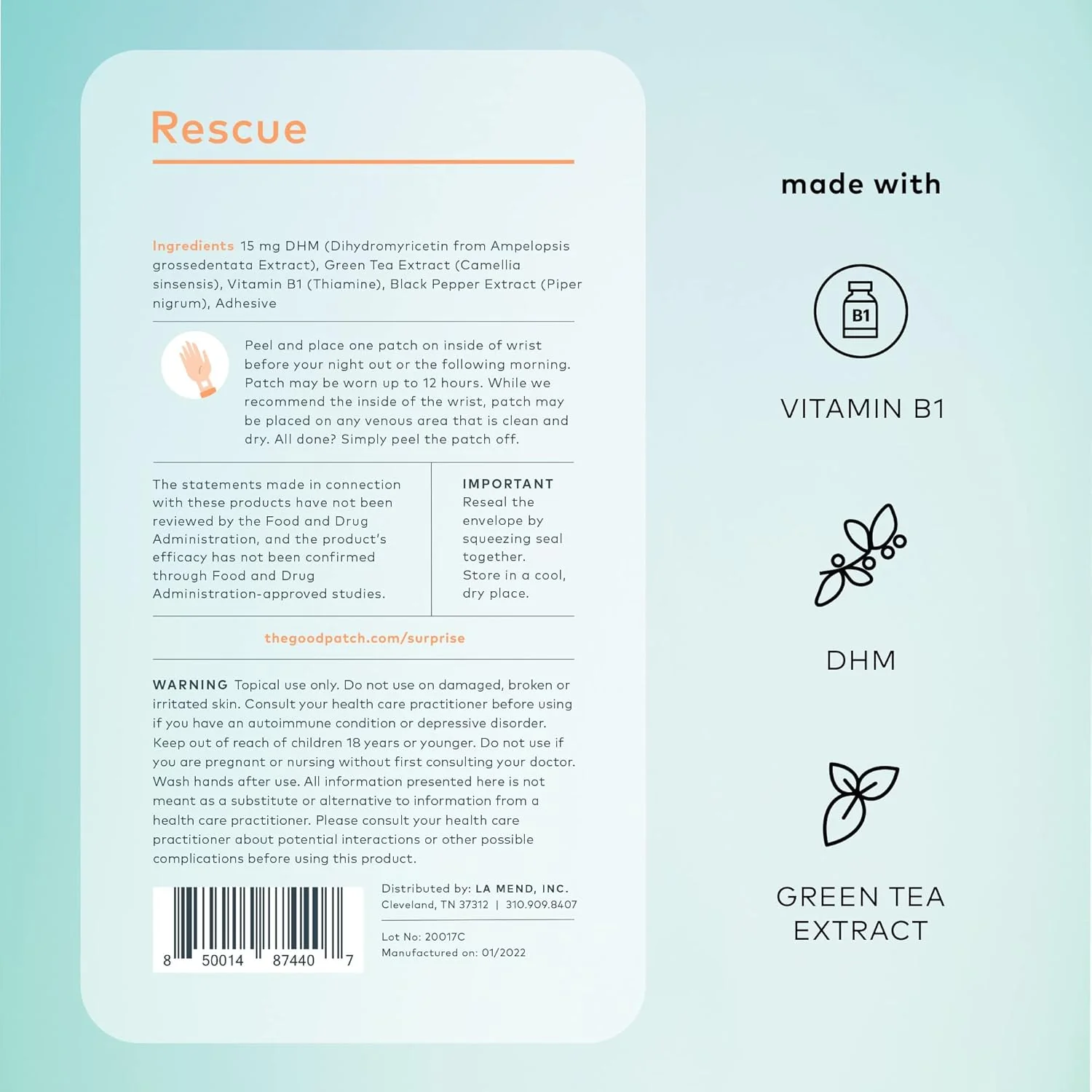 Rescue Plant-Based Vegan Wellness Patch (4 CT) - Image 6