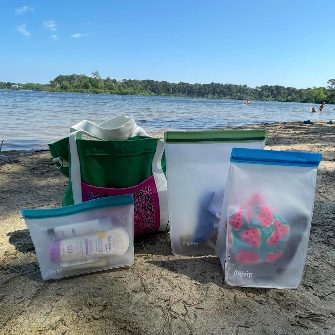 Reusable 6 & 8 Cup Bags 2-Piece - Aqua & Cobalt - Image 2