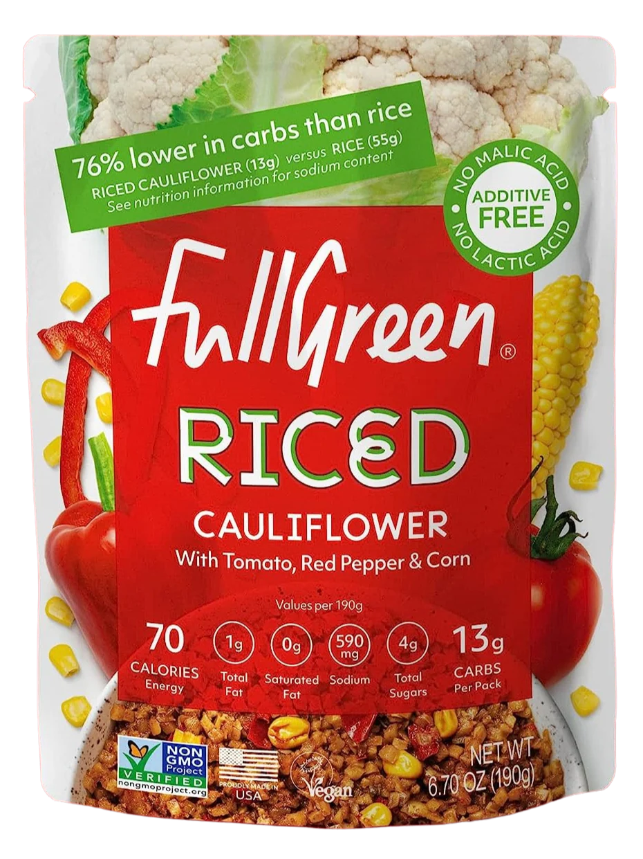 Riced Cauliflower with Tomato, Red Pepper & Corn
