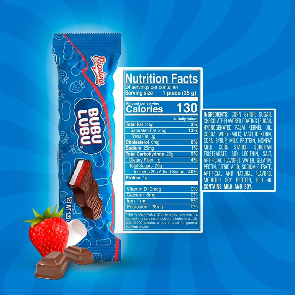 Ricolino Bubu Lubu - Chocolate Marshmallow Strawberry Gummy (24 CT) - Image 4