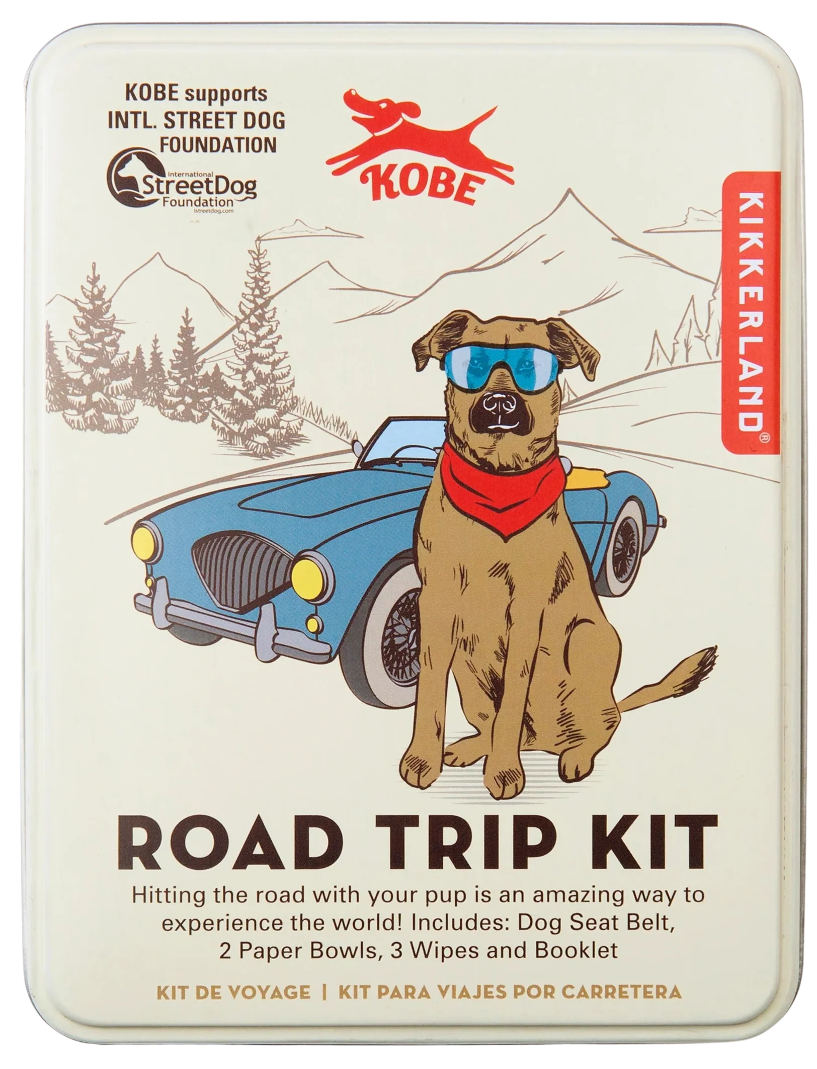 Road Trip Kit - Dog Seat Belt, 2 Paper Bowls, 3 Wipes and Booklet