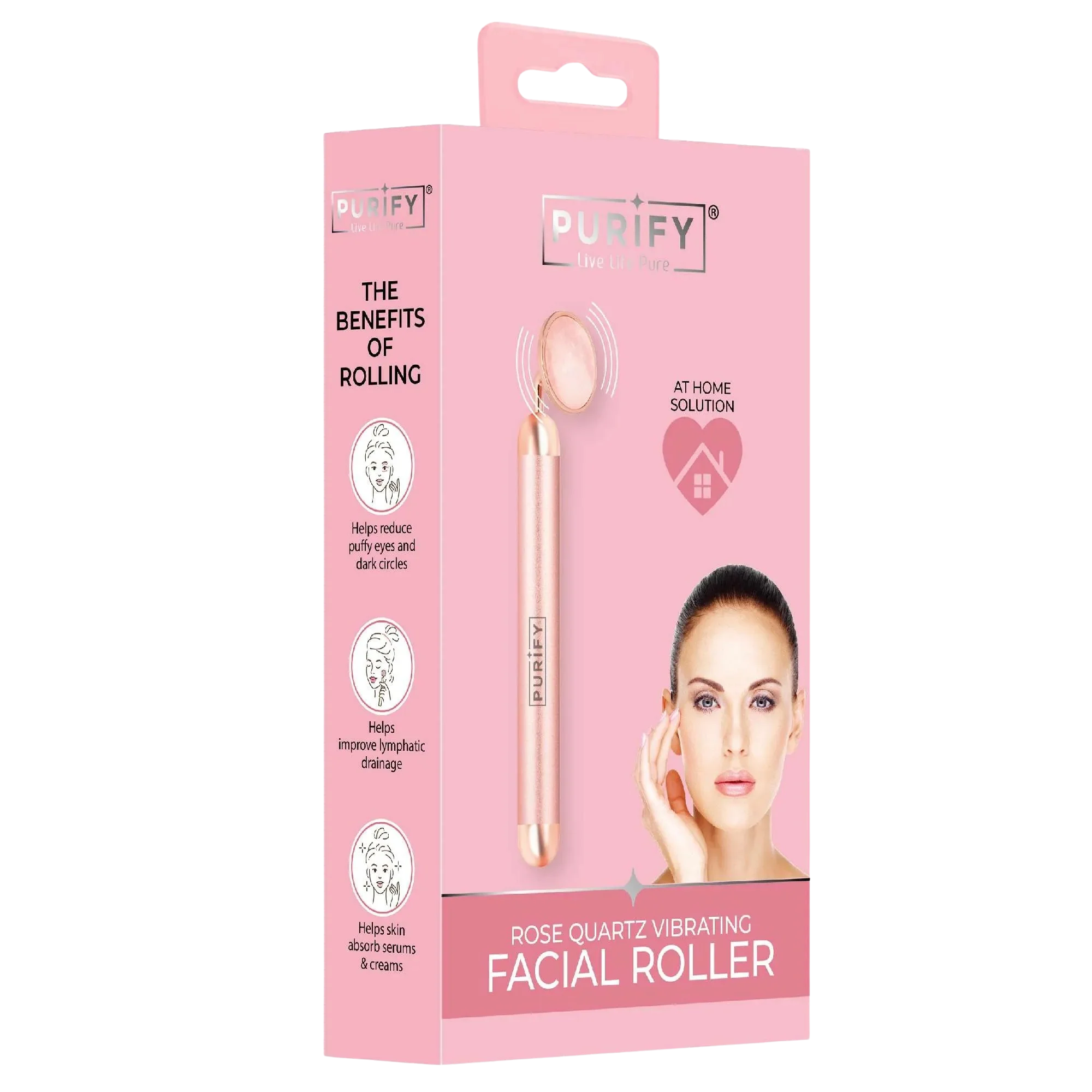 Rose Quartz Vibrating Facial Roller - Image 2