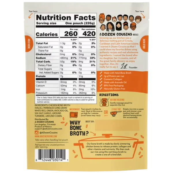RTE Rice Cooked in Bone Broth Spanish Yellow (6 Pack) - Image 3