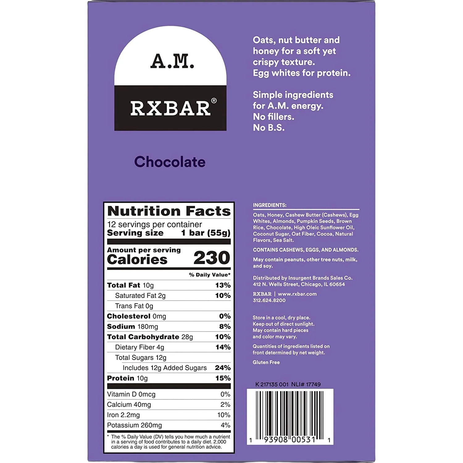 Chocolate Cocoa Protein Bar (12 Pack) - Image 2
