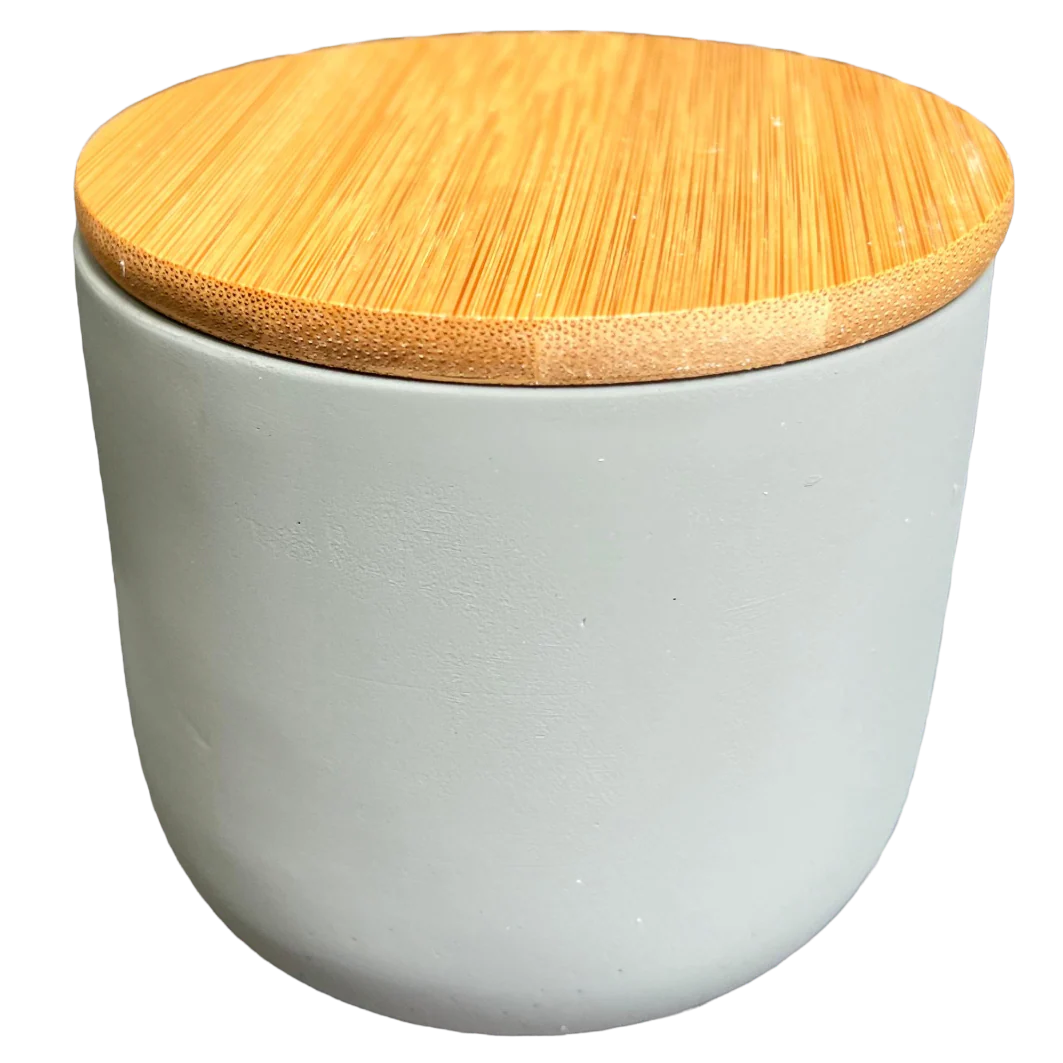 Salt Concrete Container with Bamboo Lid