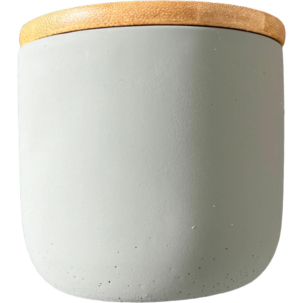 Salt Concrete Container with Bamboo Lid - Image 2