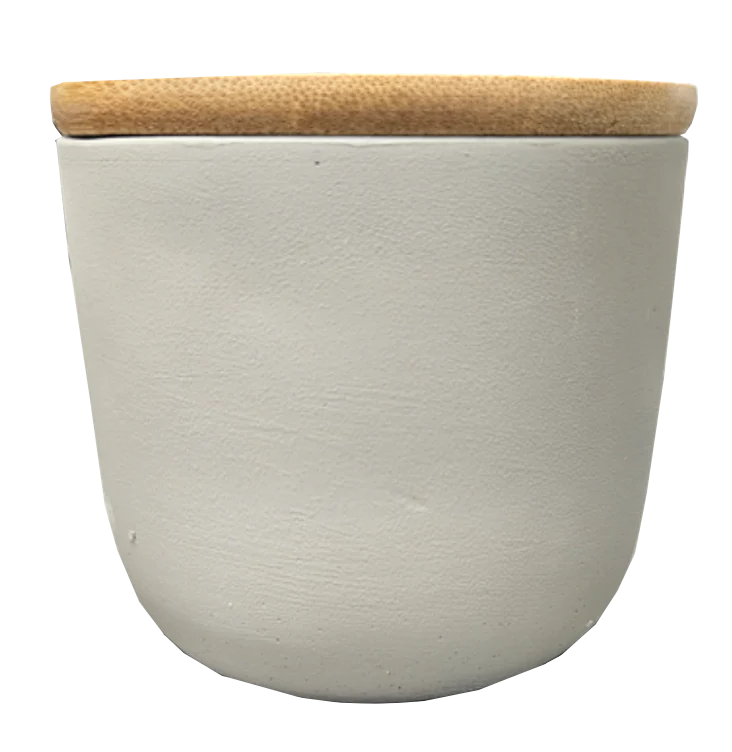 Salt Concrete Container with Bamboo Lid - Image 3