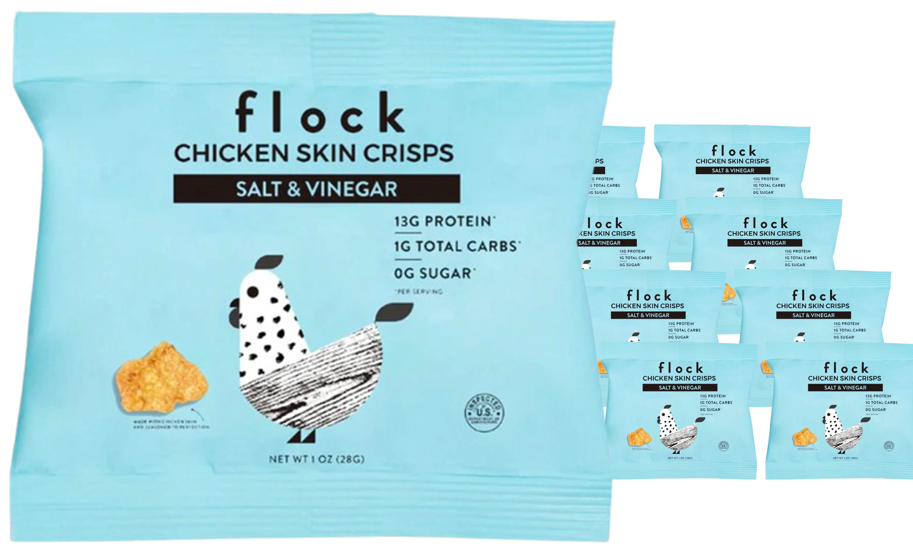 Salt & Vinegar Chicken Skin Chips (8 Pack)