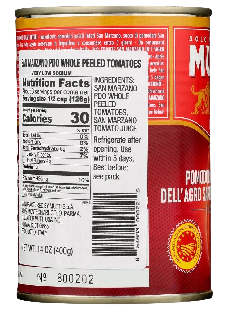 San Marzano DOP Whole Peeled Tomatoes (6 Pack) - Image 4