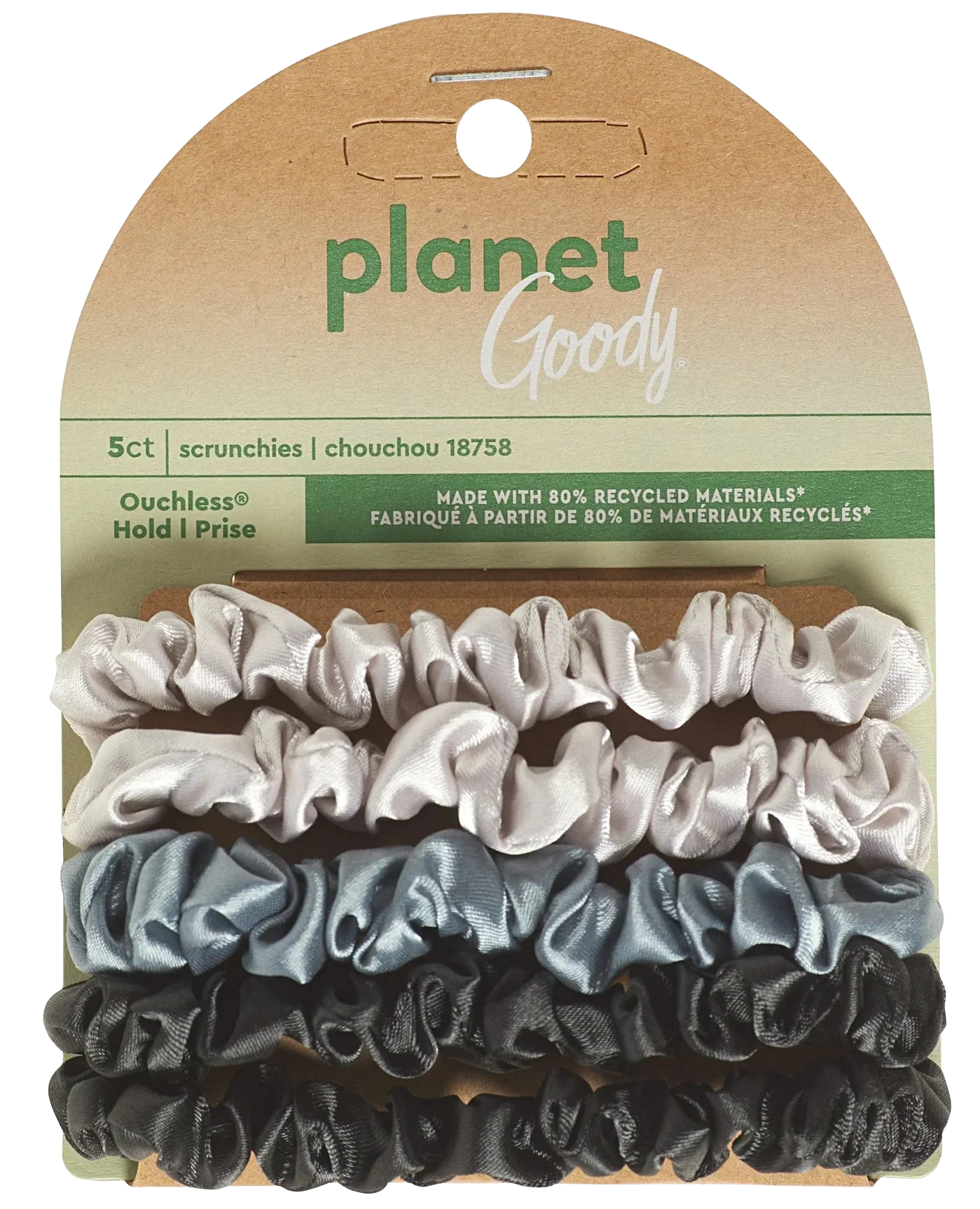 Satin Skinny Scrunchies Greys (5 CT)