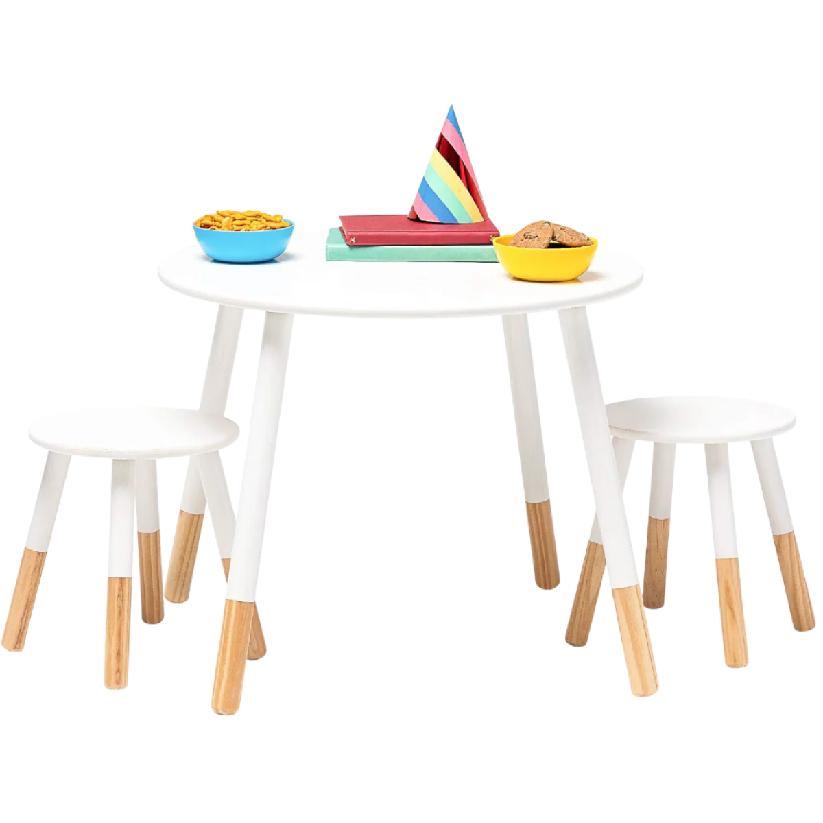 Scandi Table And Chair Set - White/Natural