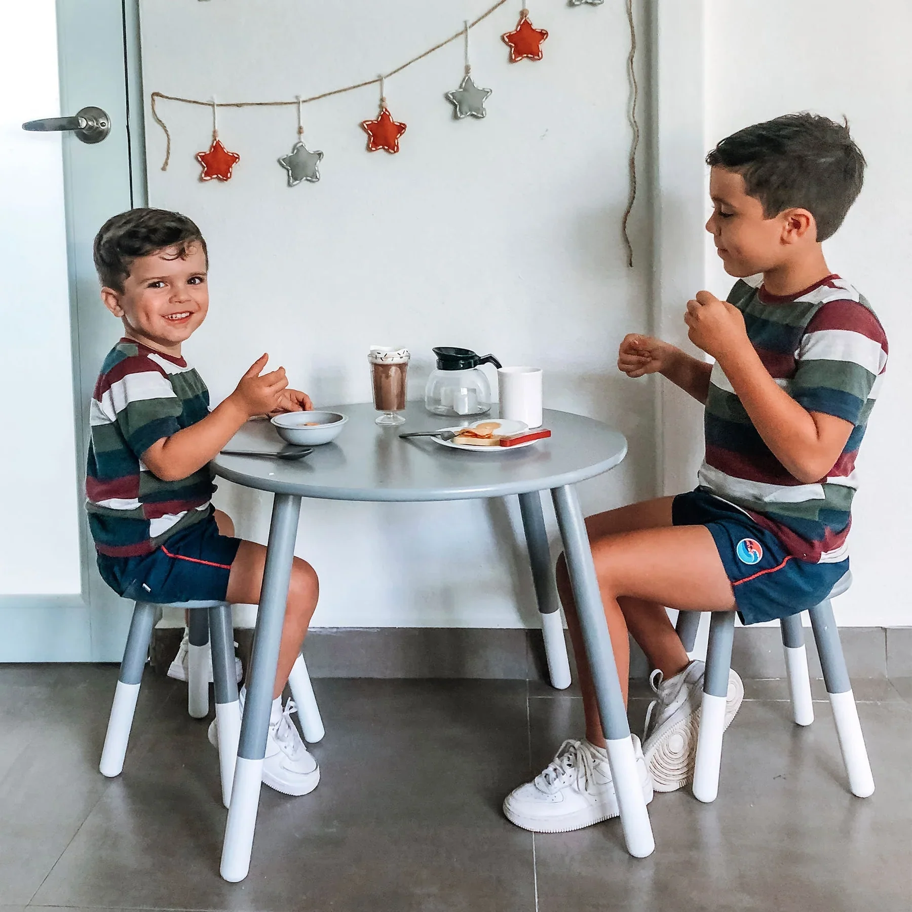 Scandi Table And Chair Set - Grey/White - Image 4
